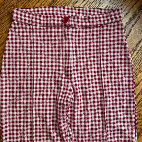 Free People red and white gingham high waisted skinny pants Size 2 - Picture 4 of 9